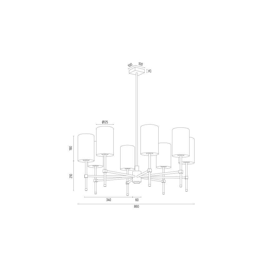 Argon 5051 - Hanglamp aan een paal ABRUZZO 8xE14/15W/230V messing/wit