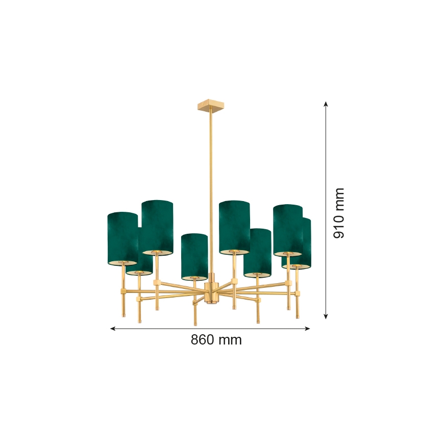Argon 5055 - Hanglamp  ABRUZZO 8xE14/7W/230V messing/groen