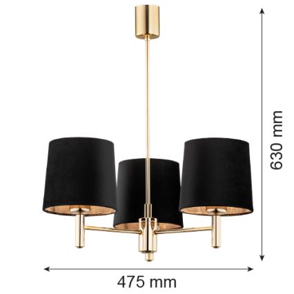 Argon 6111 - Hanglamp aan een paal PONTE 3xE27/15W/230V zwart