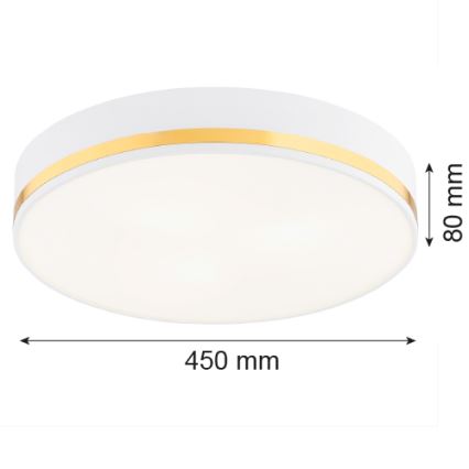 Argon 6138 - Plafondlamp AMORE 3xE27/15W/230V diameter 45 cm wit/gouden