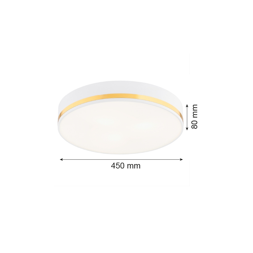 Argon 6138 - Plafondlamp AMORE 3xE27/15W/230V diameter 45 cm wit/gouden