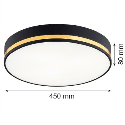 Argon 6141 - Plafondlamp AMORE 3xE27/15W/230V diameter 45 cm zwart/gouden