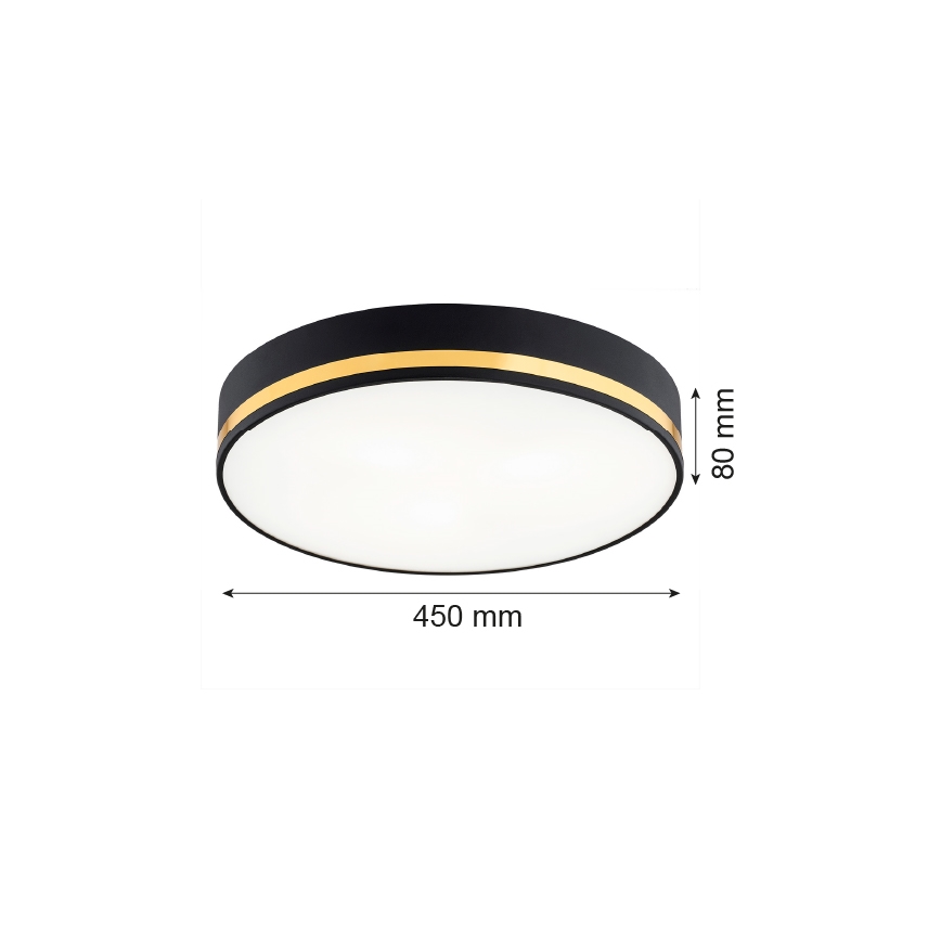 Argon 6141 - Plafondlamp AMORE 3xE27/15W/230V diameter 45 cm zwart/gouden