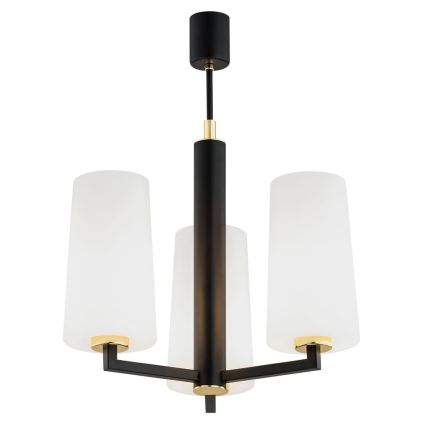 Argon 6143 - Hanglamp aan een paal CAMELOT PLUS 3xE27/15W/230V zwart/wit/goud