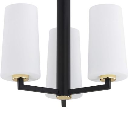 Argon 6143 - Hanglamp aan een paal CAMELOT PLUS 3xE27/15W/230V zwart/wit/goud