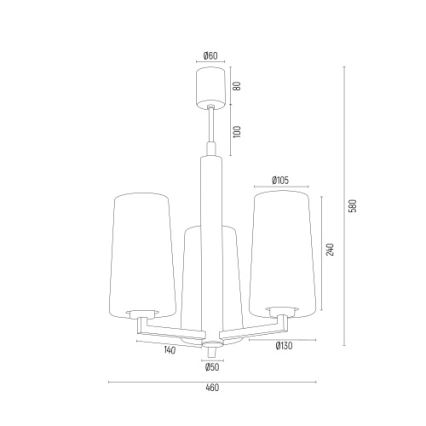 Argon 6143 - Hanglamp aan een paal CAMELOT PLUS 3xE27/15W/230V zwart/wit/goud