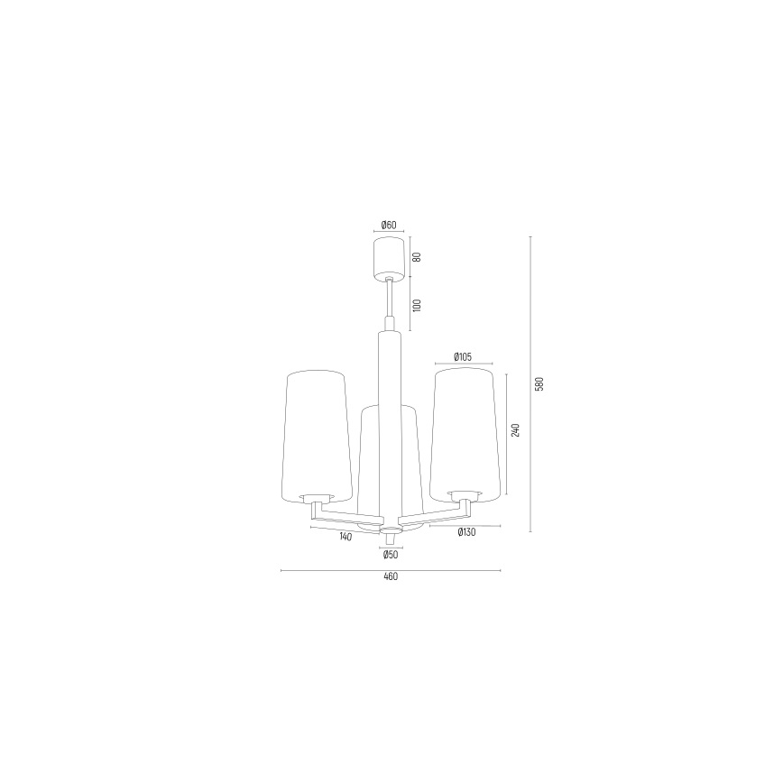 Argon 6143 - Hanglamp aan een paal CAMELOT PLUS 3xE27/15W/230V zwart/wit/goud