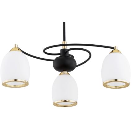 Argon 6144 - Hanglamp aan een paal AVILA PLUS 3xE27/15W/230V zwart/goud/wit