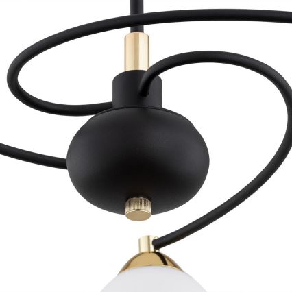 Argon 6144 - Hanglamp aan een paal AVILA PLUS 3xE27/15W/230V zwart/goud/wit