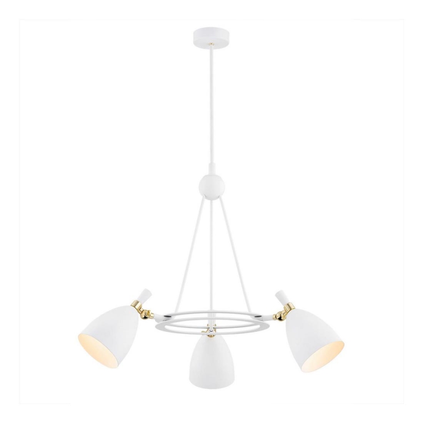 Argon 6148 - Hanglamp aan een paal CHARLOTTE 3xE27/15W/230V wit/goud