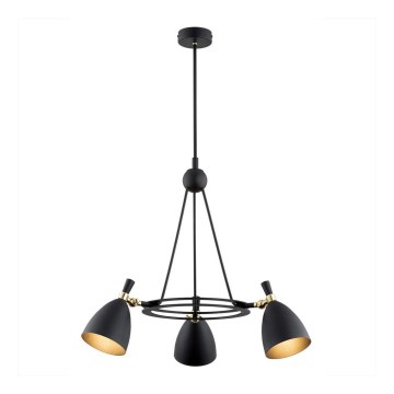 Argon 6149 - Hanglamp aan een paal CHARLOTTE 3xE27/15W/230V zwart/goud