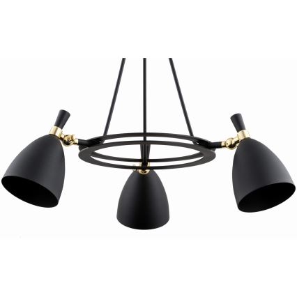 Argon 6149 - Hanglamp aan een paal CHARLOTTE 3xE27/15W/230V zwart/goud