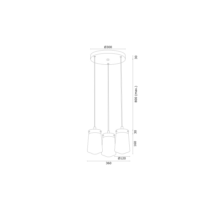 Argon 6164 - Hanglamp aan een koord PASADENA 3xE27/15W/230V gouden/wit