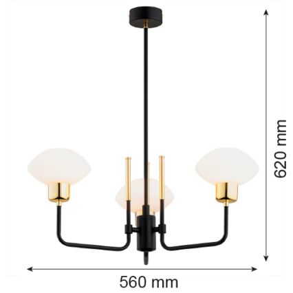 Argon 6166 - Hanglamp aan een paal RAVELLO 3xE14/15W/230V zwart/goud