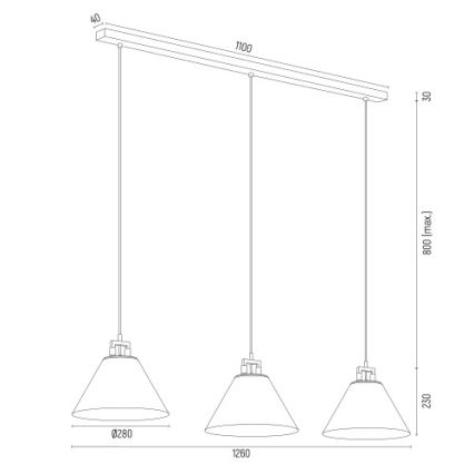 Argon 6173 - Hanglamp aan een koord ORTE 3xE27/15W/230V wit