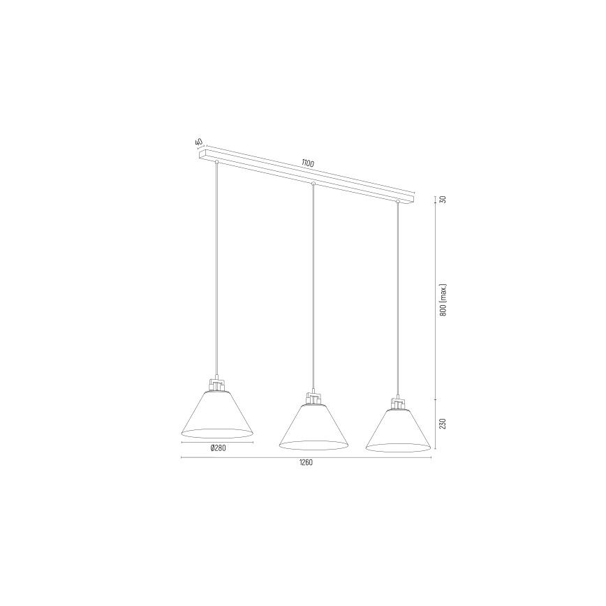 Argon 6173 - Hanglamp aan een koord ORTE 3xE27/15W/230V wit