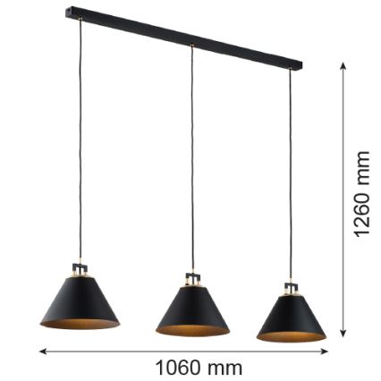 Argon 6174 - Hanglamp aan een koord ORTE 3xE27/15W/230V zwart