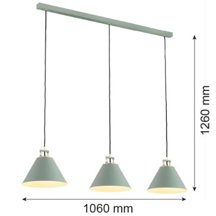 Argon 6177 - Hanglamp aan een koord ORTE 3xE27/15W/230V groen