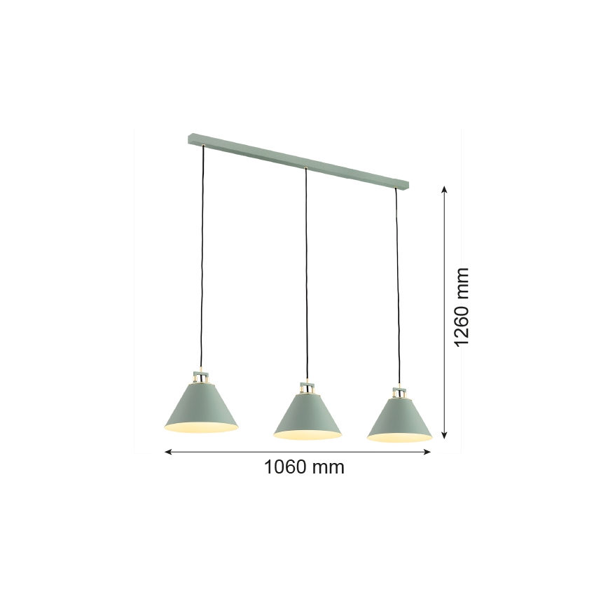 Argon 6177 - Hanglamp aan een koord ORTE 3xE27/15W/230V groen