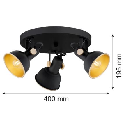 Argon 6241 - Spot LENORA 3xE14/7W/230V zwart