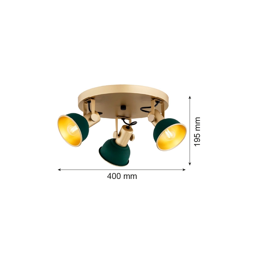 Argon 6242 - Spot LENORA 3xE14/7W/230V goud/groen