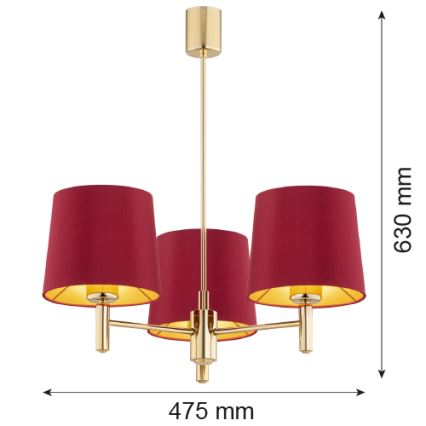 Argon 6266 - Hanglamp PONTE PLUS 3xE27/15W/230V rood