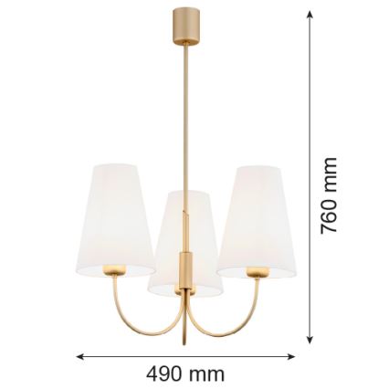 Argon 6267 - Hanglamp SAFIANO 3xE27/15W/230V goud