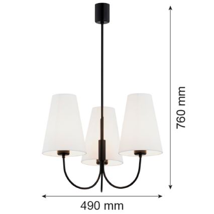 Argon 6268 - Hanglamp SAFIANO 3xE27/15W/230V zwart