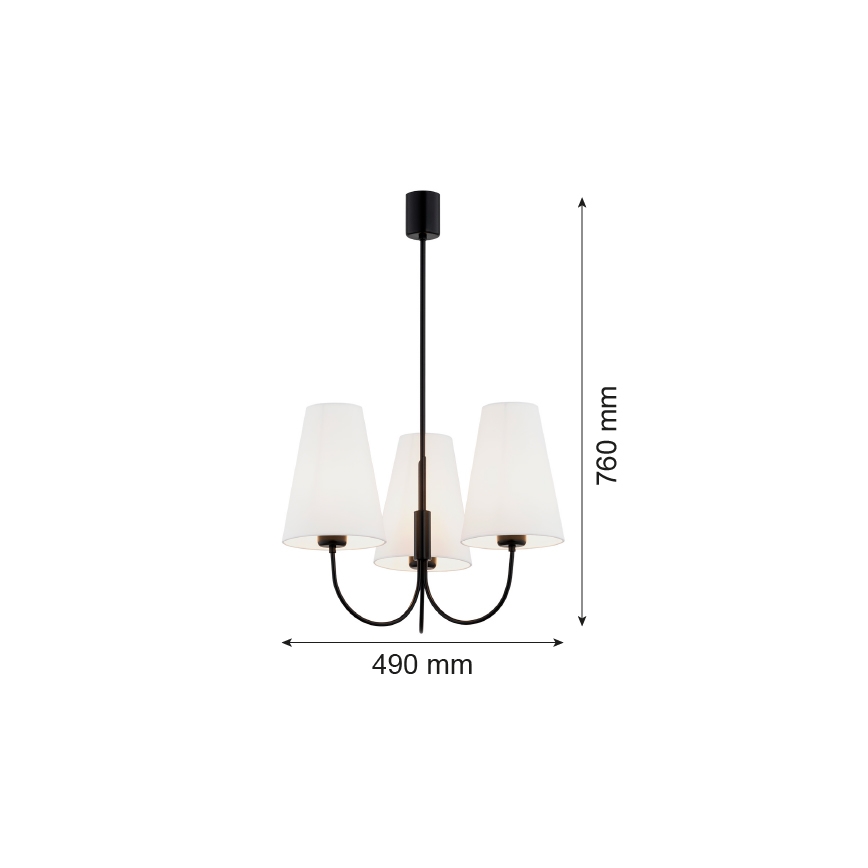 Argon 6268 - Hanglamp SAFIANO 3xE27/15W/230V zwart
