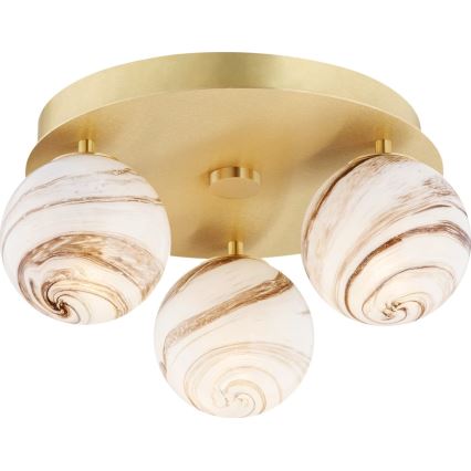 Argon 6290 - Plafondlamp FABIO 3xE14/7W/230V albast goud