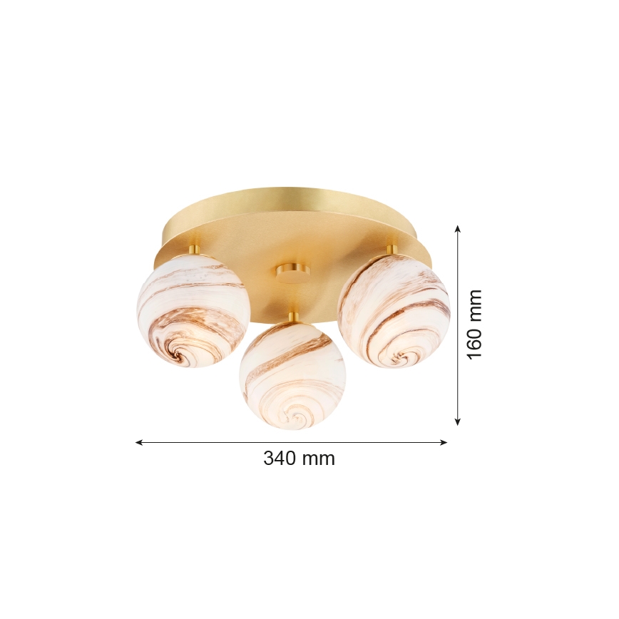 Argon 6290 - Plafondlamp FABIO 3xE14/7W/230V albast goud