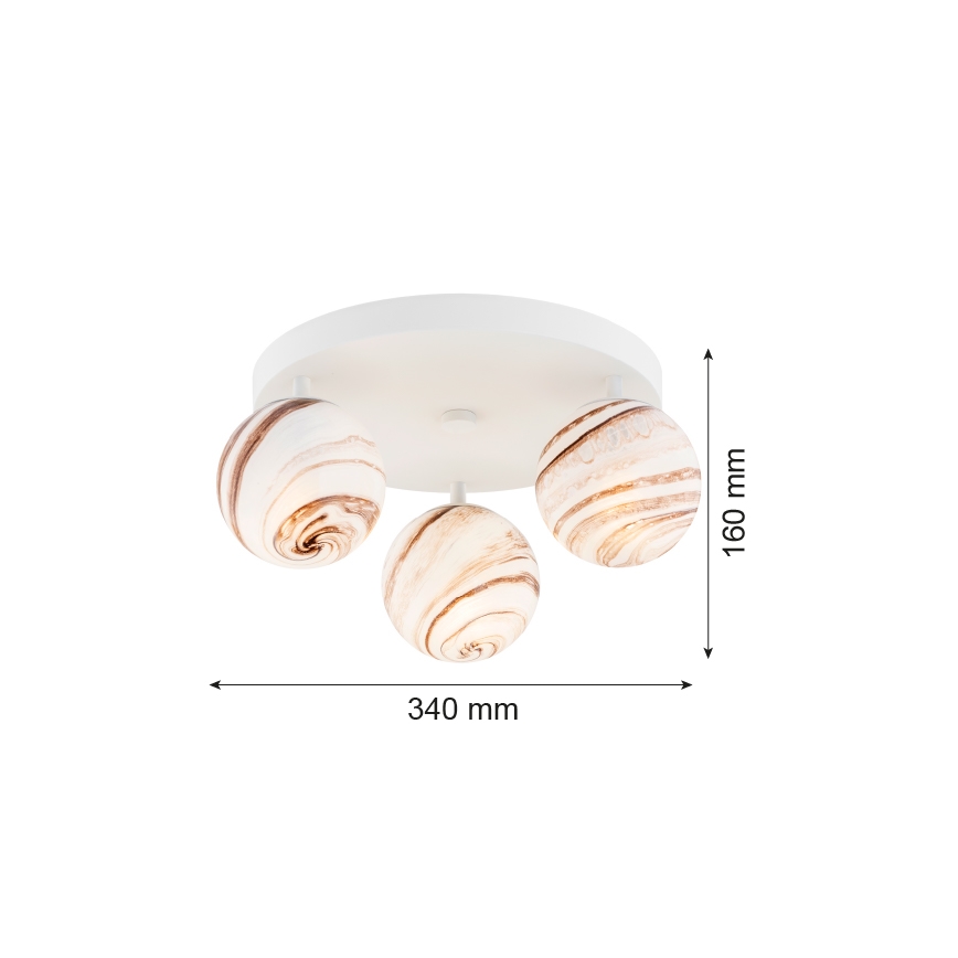 Argon 6291 - Plafondlamp FABIO 3xE14/7W/230V albast wit
