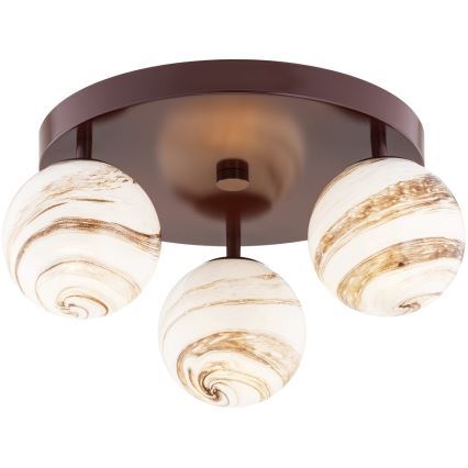 Argon 6292 - Plafondlamp FABIO 3xE14/7W/230V albast bruin