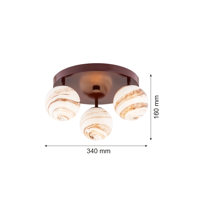 Argon 6292 - Plafondlamp FABIO 3xE14/7W/230V albast bruin
