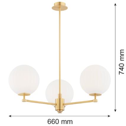 Argon 6307 - Hanglamp met vaste pendel PALOMA 3xE14/7W/230V goud/wit