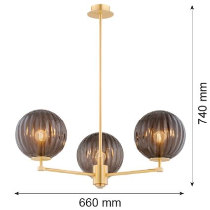 Argon 6310 - Hanglamp met vaste pendel PALOMA 3xE14/7W/230V goud/zwart