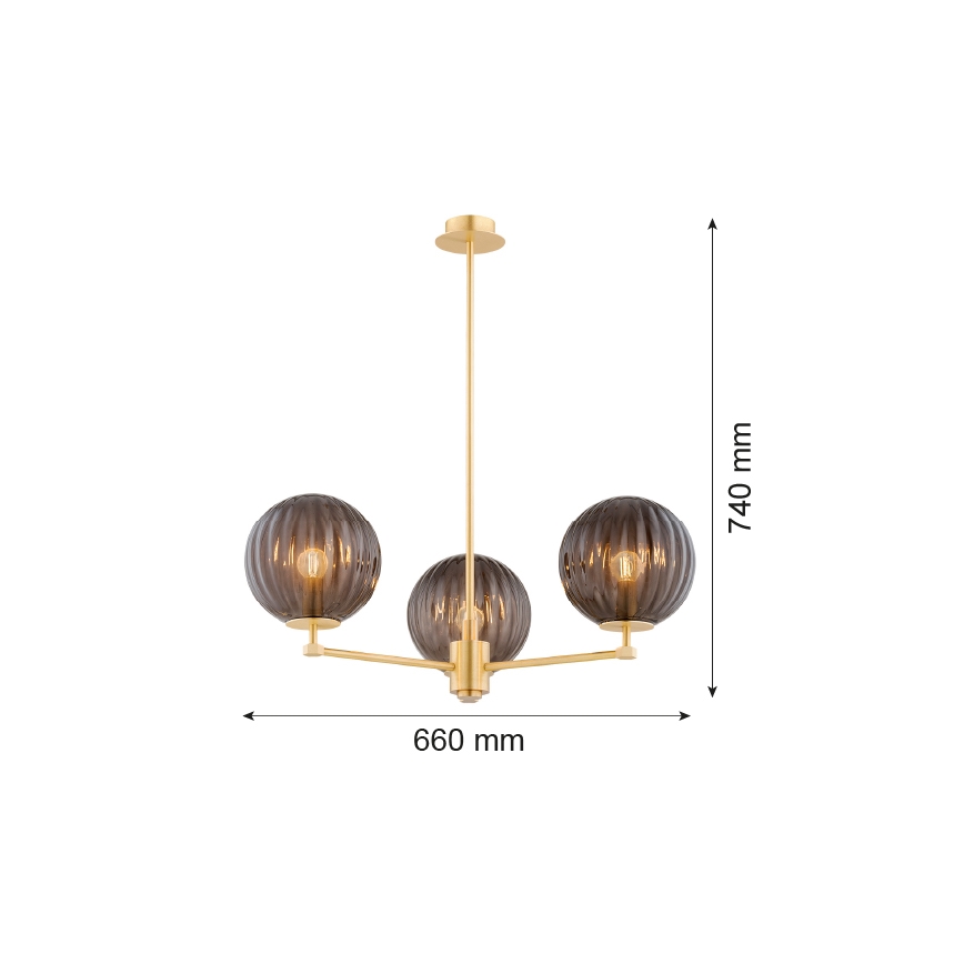 Argon 6310 - Hanglamp met vaste pendel PALOMA 3xE14/7W/230V goud/zwart