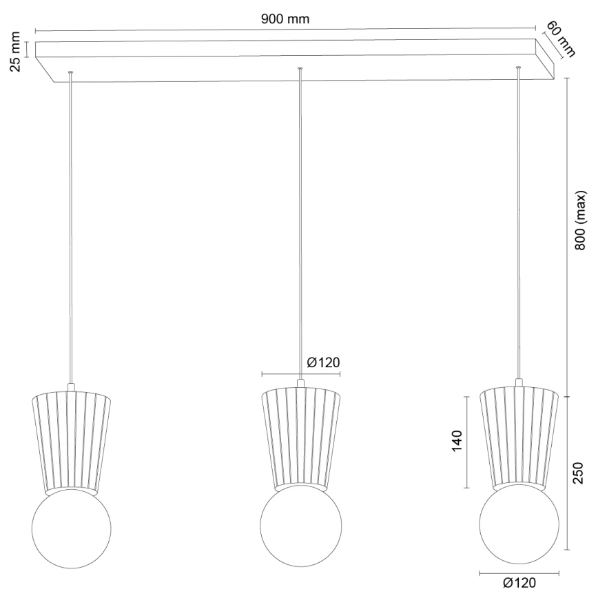 Argon 6357 - Badkamerkroonluchter aan kabel VOLANTE 3xG9/6W/230V IP44 beige