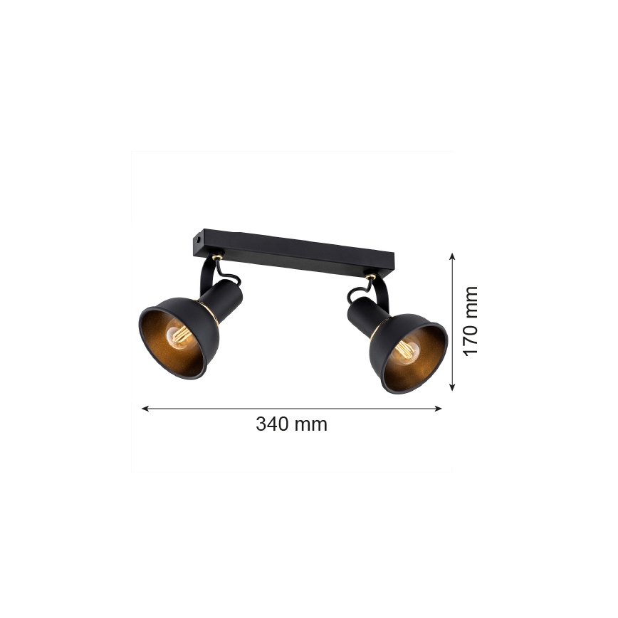 Argon 7037 - Spot TWIST 2xE14/7W/230V zwart/gouden