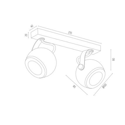 Argon 7039 - Spot KOS PLUS 2xGU10/5W/230V zwart/gouden