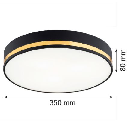 Argon 7041 - Plafondlamp AMORE 2xE27/15W/230V diameter 35 cm zwart/gouden