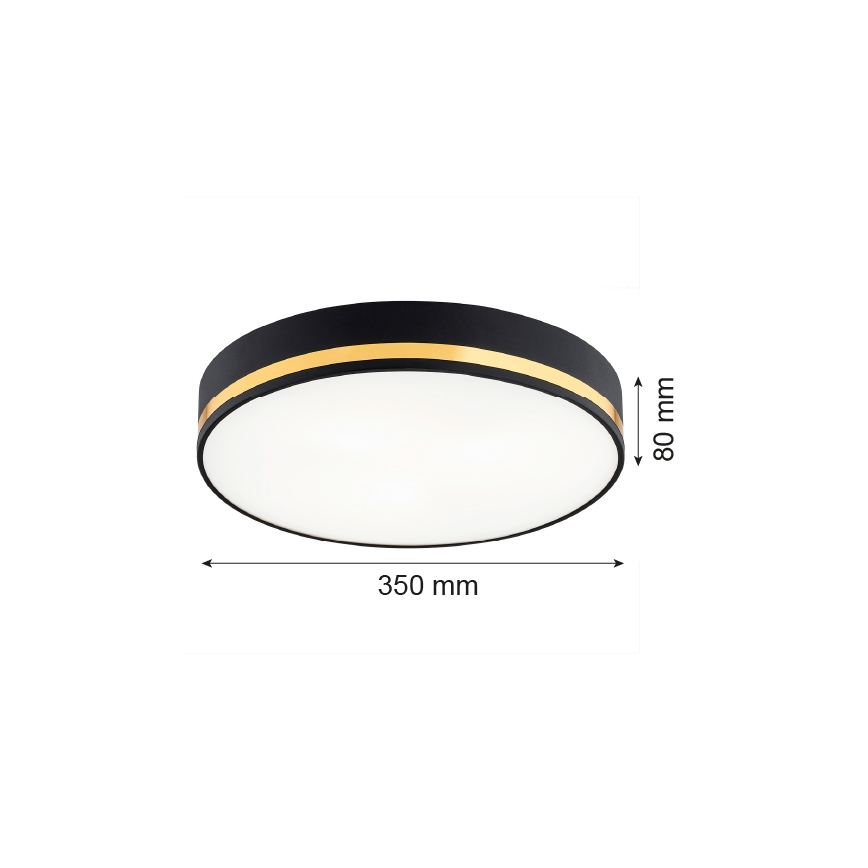 Argon 7041 - Plafondlamp AMORE 2xE27/15W/230V diameter 35 cm zwart/gouden
