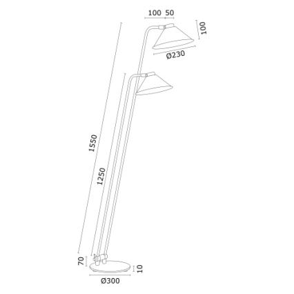 Argon 7074 - Staande lamp GABIAN 2xE27/15W/230V wit