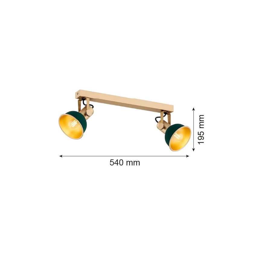 Argon 7143 - Spot LENORA 2xE14/7W/230V goud/groen
