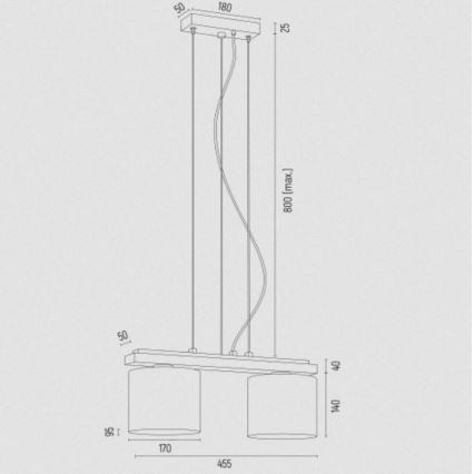 Argon 7164 - Hanglamp aan een koord CANOA 2xE27/15W/230V zwart