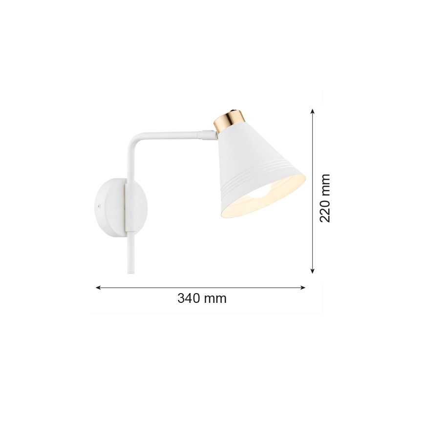 Argon 8006 - Wandlamp AVALONE 1xE27/15W/230V 34 cm wit/gouden