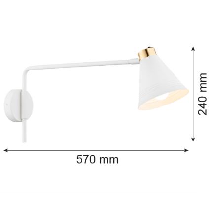 Argon 8007 - Wandlamp AVALONE 1xE27/15W/230V 57 cm wit/gouden