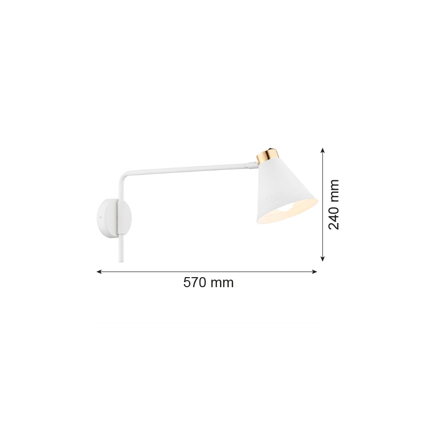 Argon 8007 - Wandlamp AVALONE 1xE27/15W/230V 57 cm wit/gouden