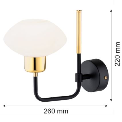 Argon 8032 - Wandlamp RAVELLO 1xE14/15W/230V zwart/gouden