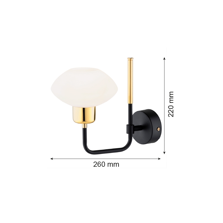 Argon 8032 - Wandlamp RAVELLO 1xE14/15W/230V zwart/gouden